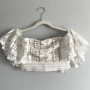 Tallukah Off-Shoulder Crochet Crop Top from Selfie Leslie